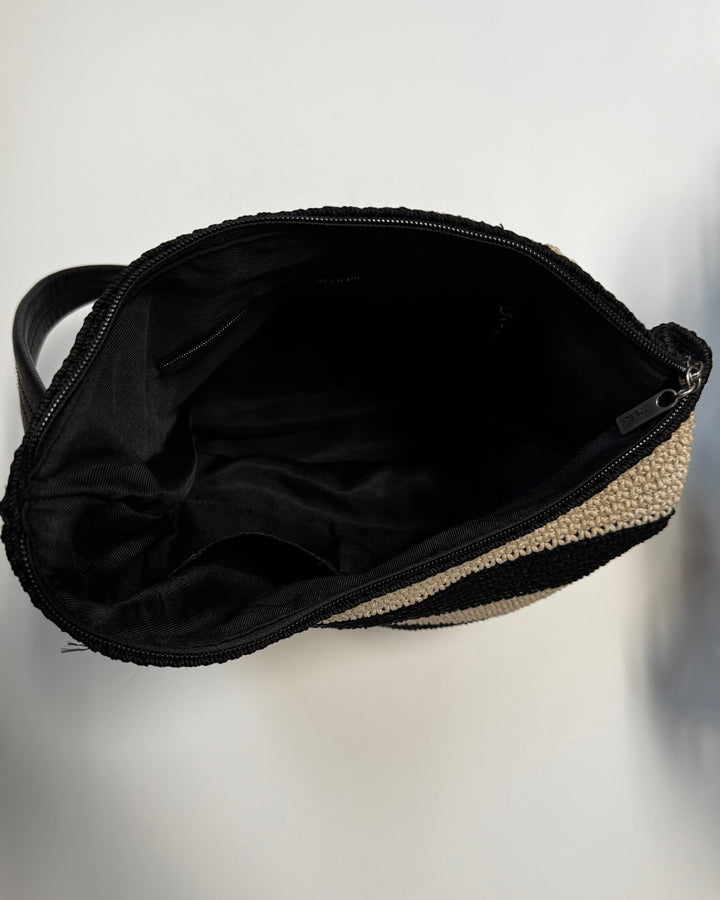 Black and White Horizontal Crochet Bag
