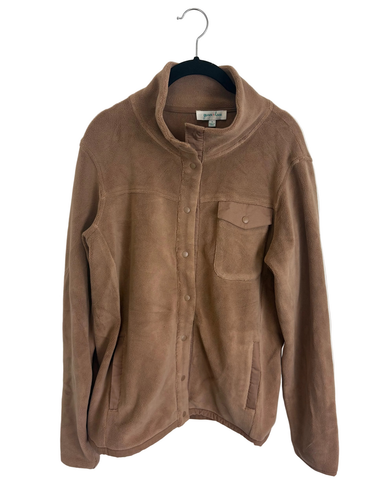Brown Button-Up Sherpa - Size 8/10