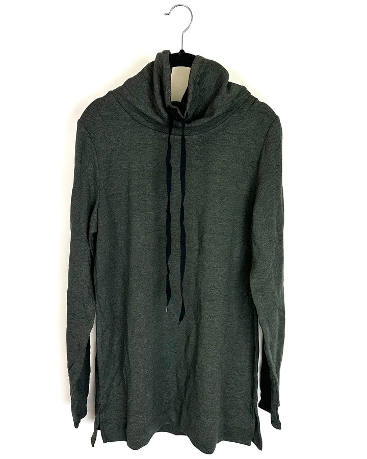 Heathered Green and Black Cowl Neck Tunic Top - Size 4/6