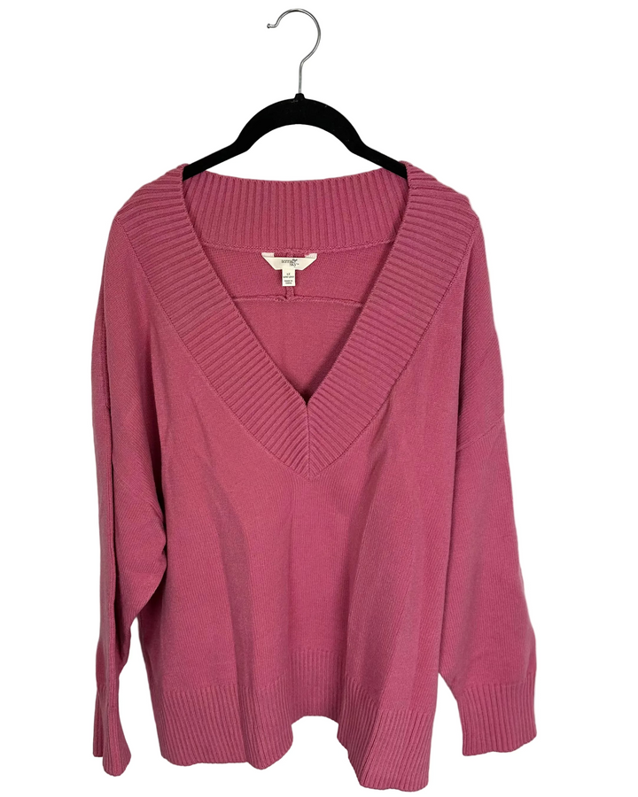 Pink V-Neck Sweater - Size 16W-18W