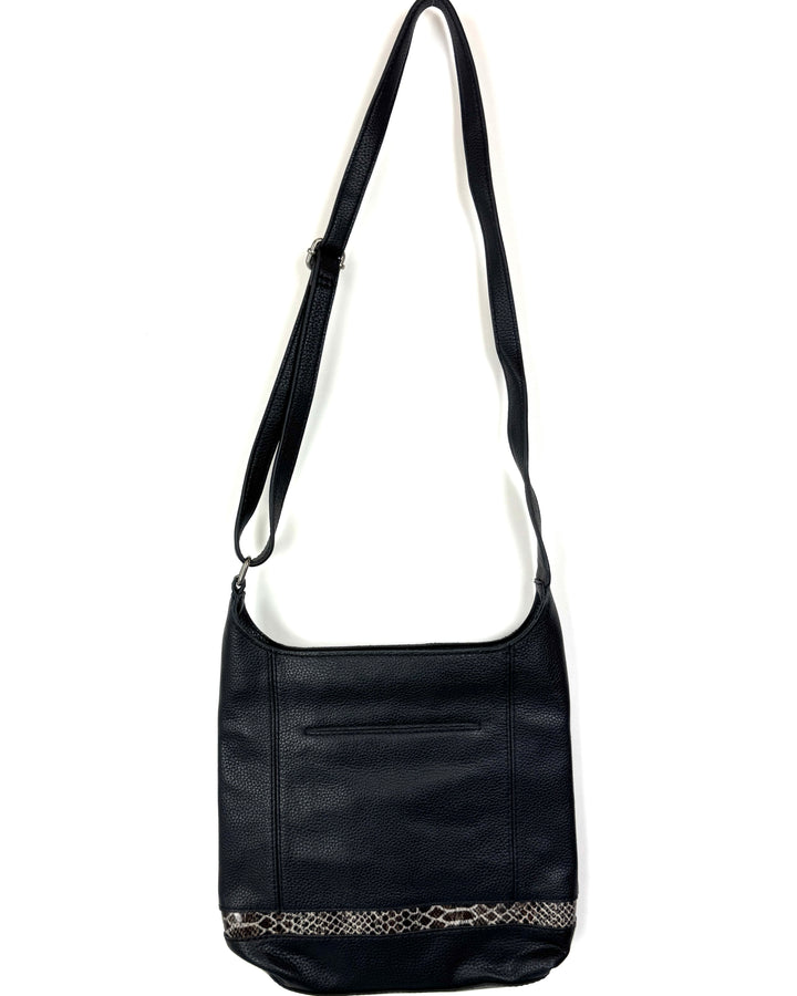 Black Leather Snake Skin Crossbody