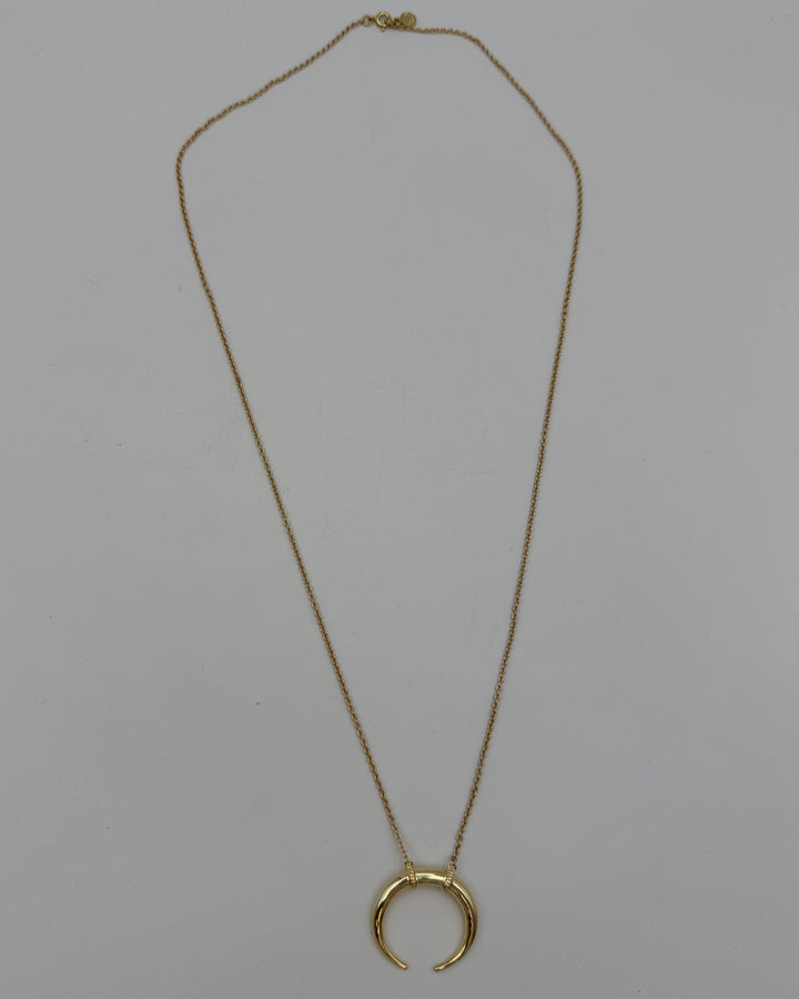 Gold Necklace with Crescent Pendant