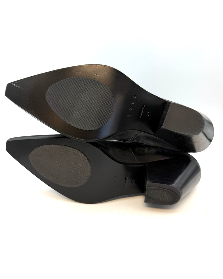 Black Toe Slit Booties - Size 41