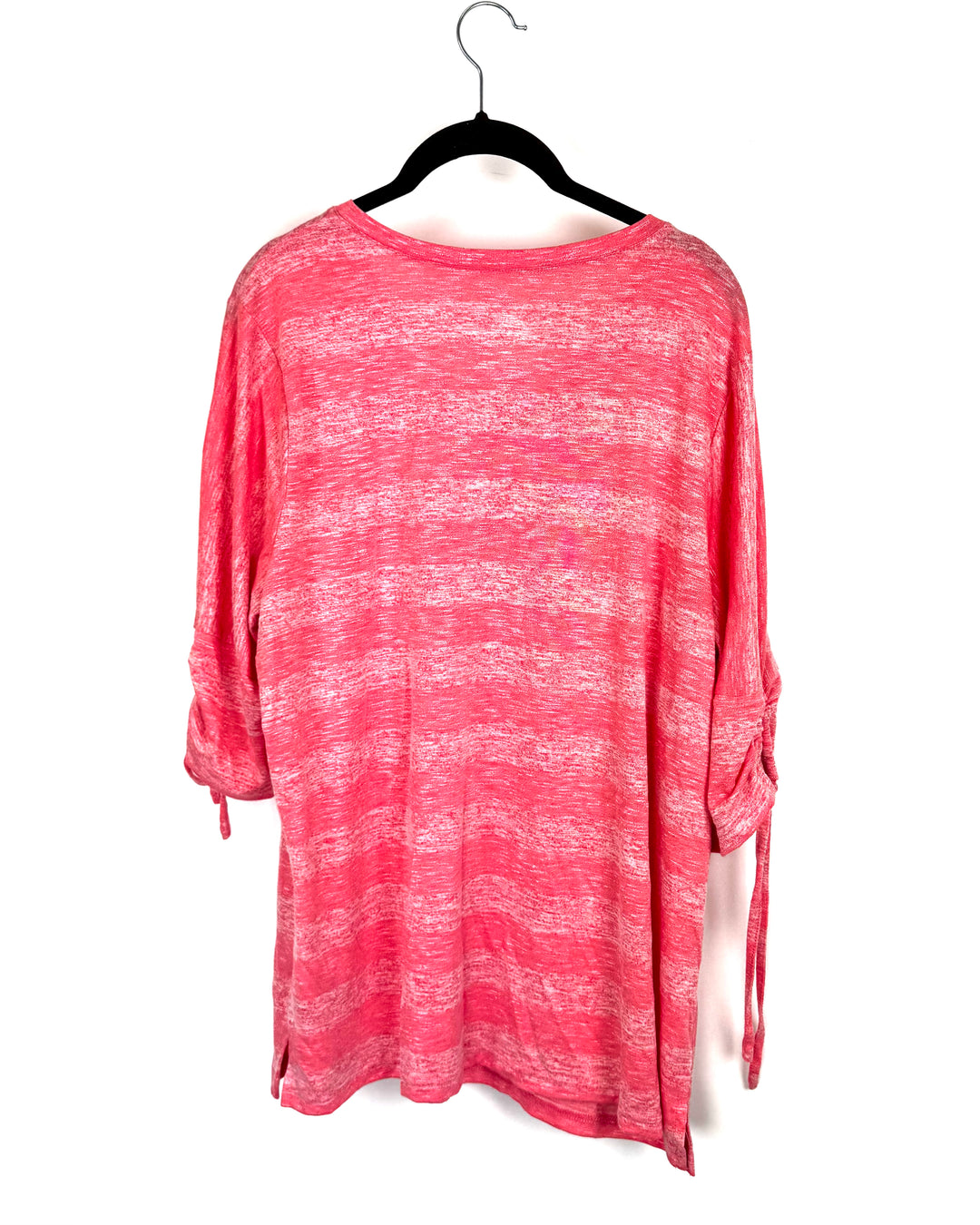 Coral Stripped V-Neck Short Sleeve Top- Size 14/16