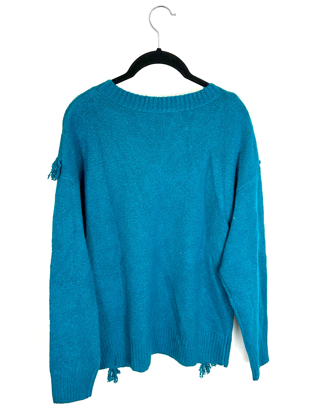 Bright Teal Fringe Sweater - Size 6/8