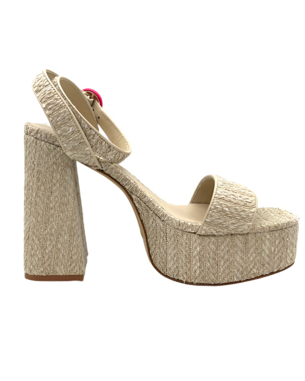 Beige Woven Platform Sandal - Size 7.5
