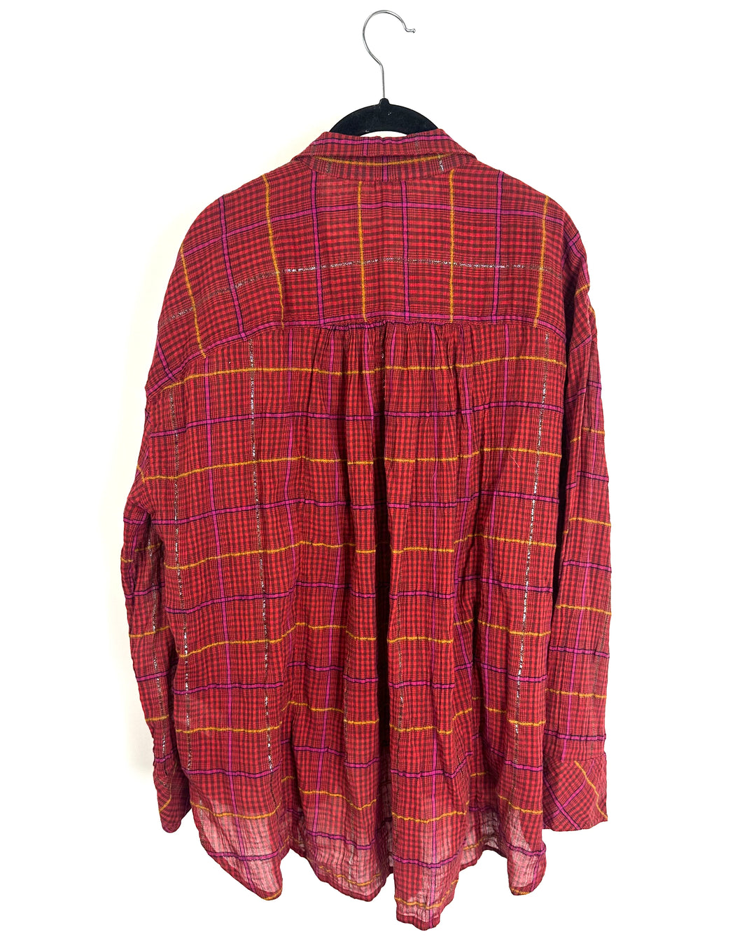 Free People Red Plaid Top - Small