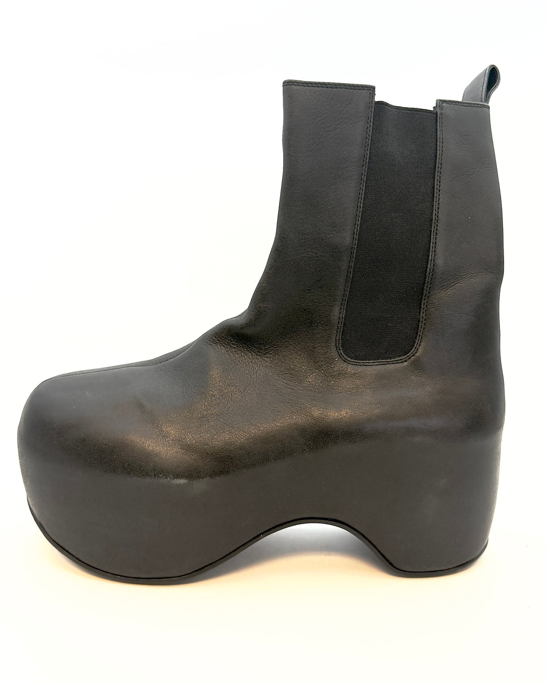 Black Leather Platform Booties - Size 40