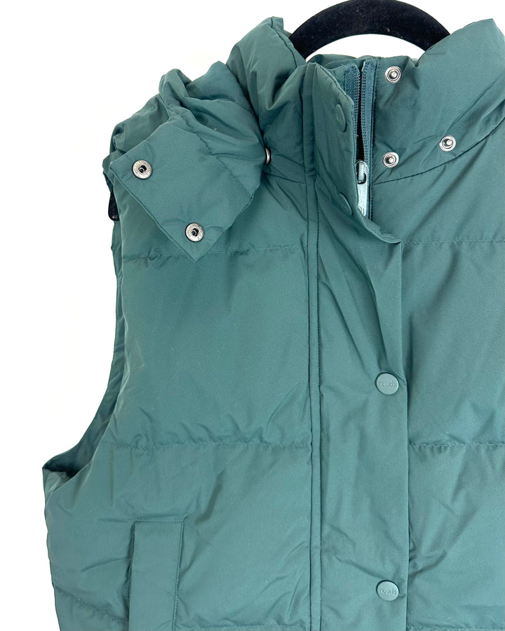 Nuuds Dark Green Puffer Vest - Small