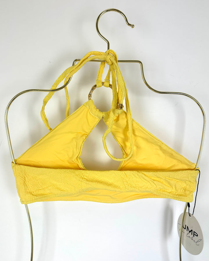 Yellow Embossed Halter Bikini Top - L, XL, XXL