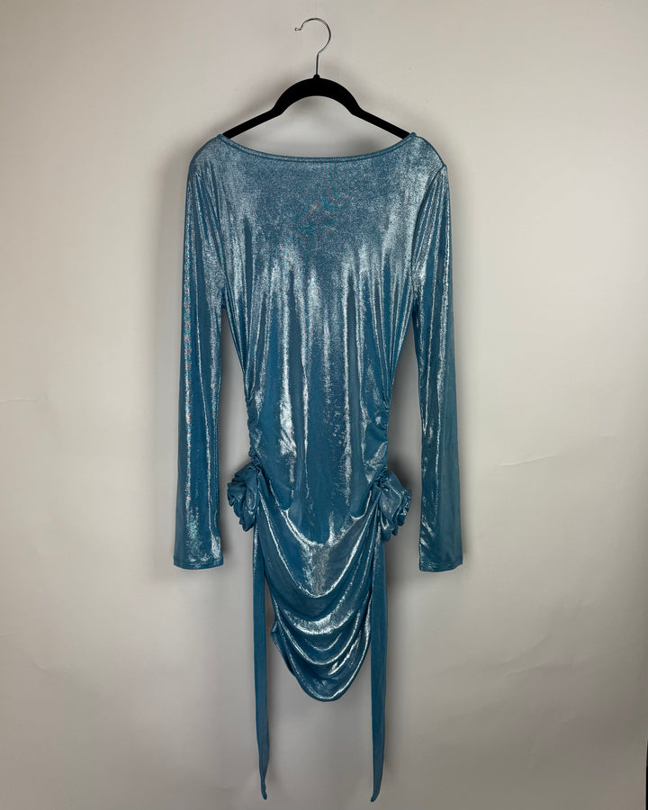 Blue Glimmer Ruched Party Dress- Size 6/8