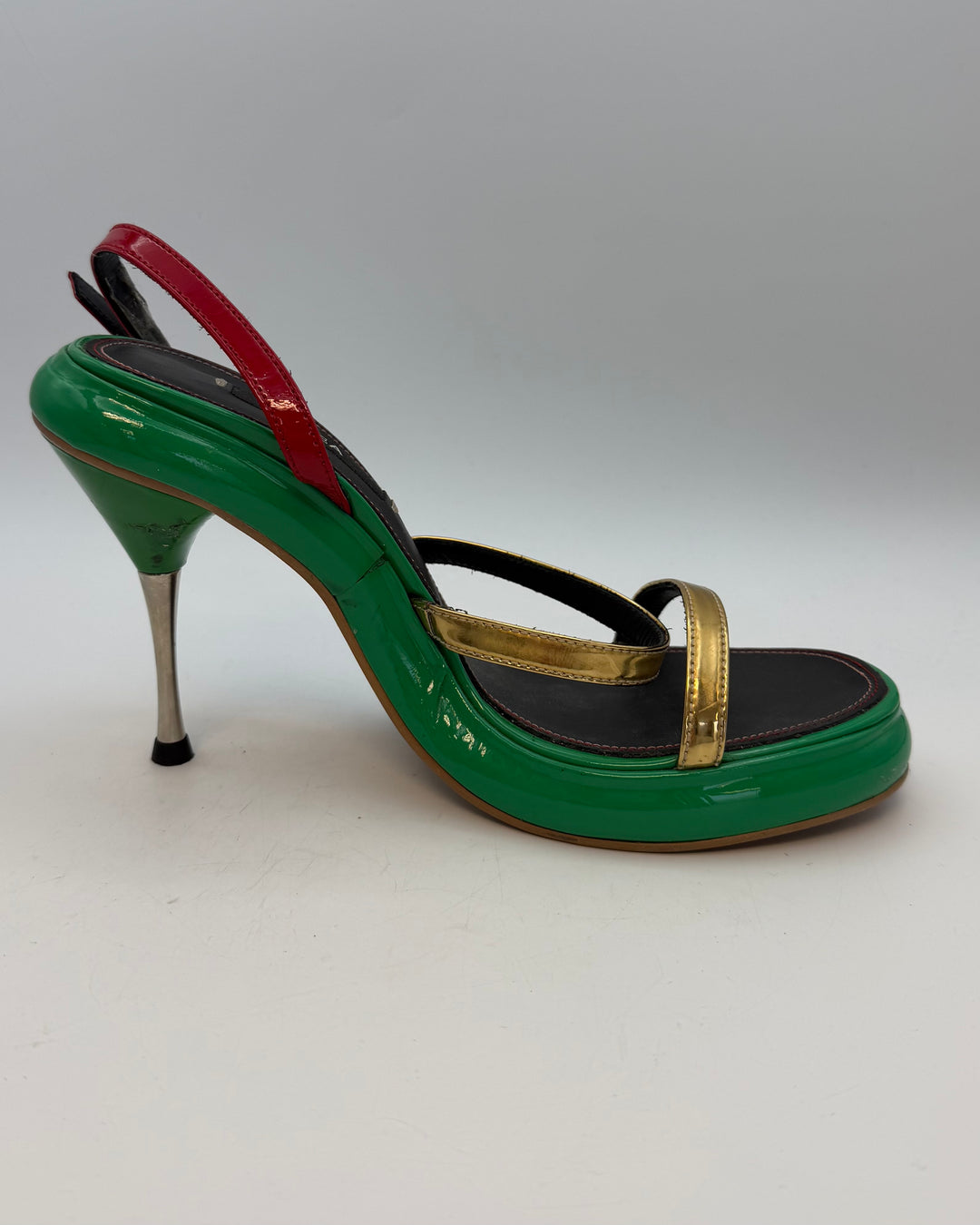 Platform Green, Red and Gold Heels - Size 40