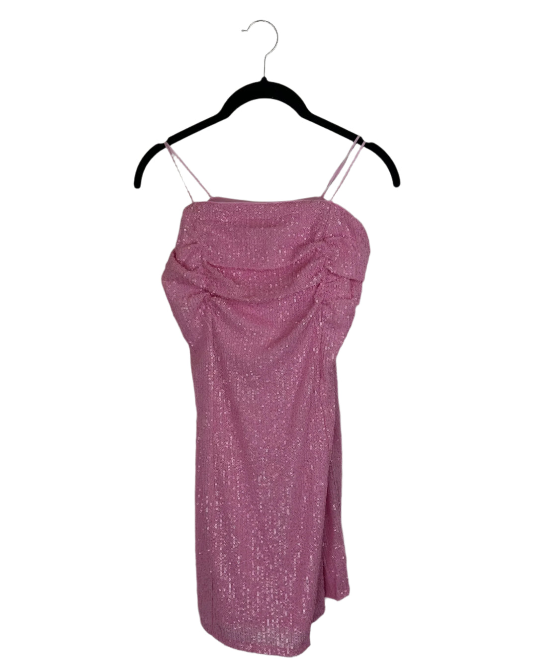 pink large sequin dress A-line Straps Plunging Neck Sequin Lace Pink Prom Dresses PSK484 US4 / Pink