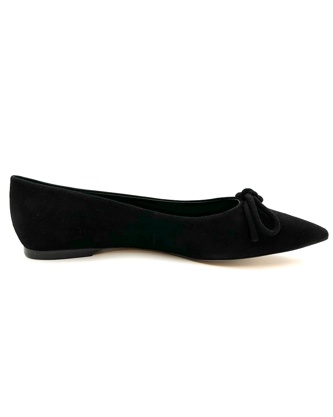 Black Suede Bow Ballet Flat - Size 8
