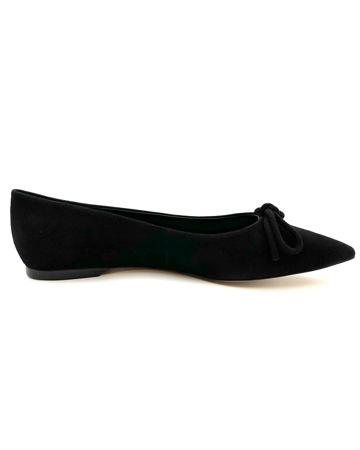 Black Suede Bow Ballet Flat - Size 8