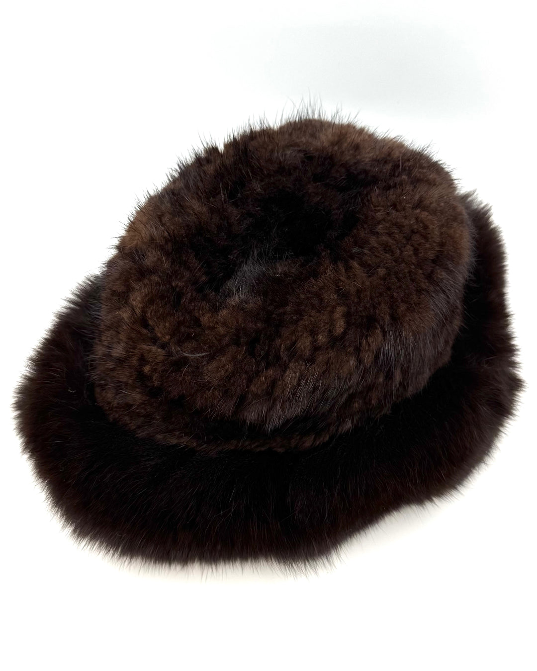 Dark Brown Textured Faux Fur Bucket Hat