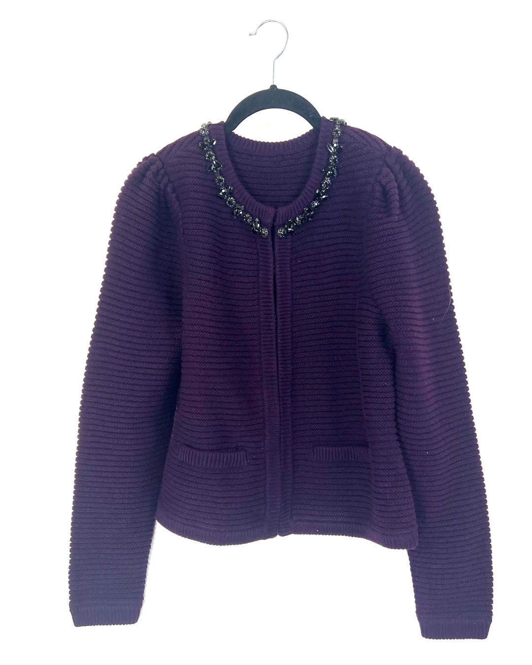 Purple and Black Gem Neckline Cardigan - Size 4/6