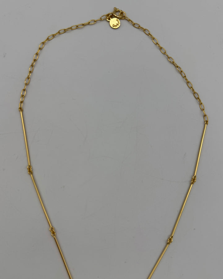 Gold Necklace with Pink & White Stones