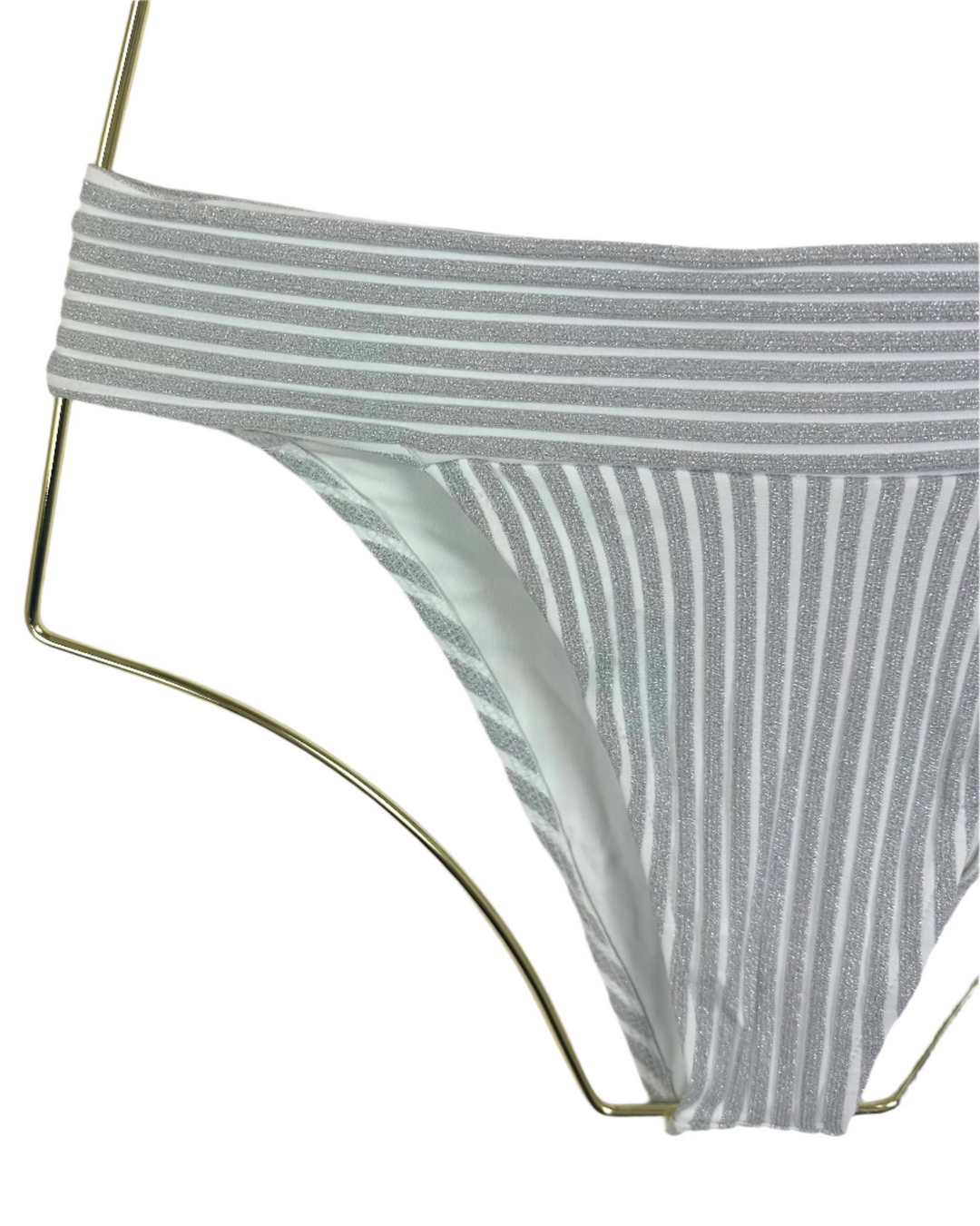 Metallic Silver Cheeky Bikini Bottom - XL, XXL and XXXL