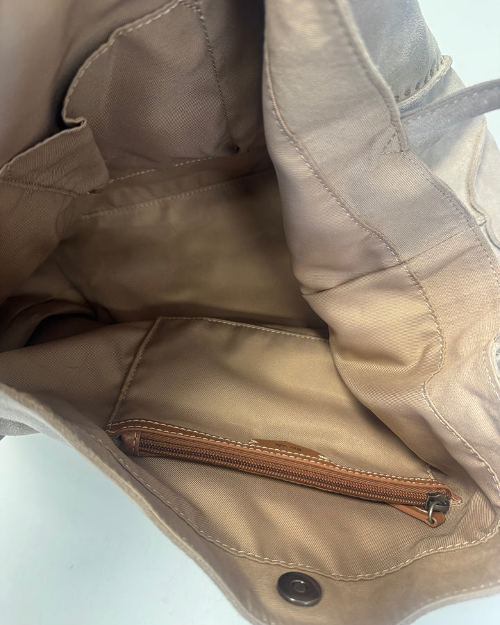 Ivory Suede Tote Bag