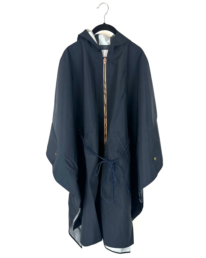 Navy Blue Poncho With Bungee Belt - Size 6/8