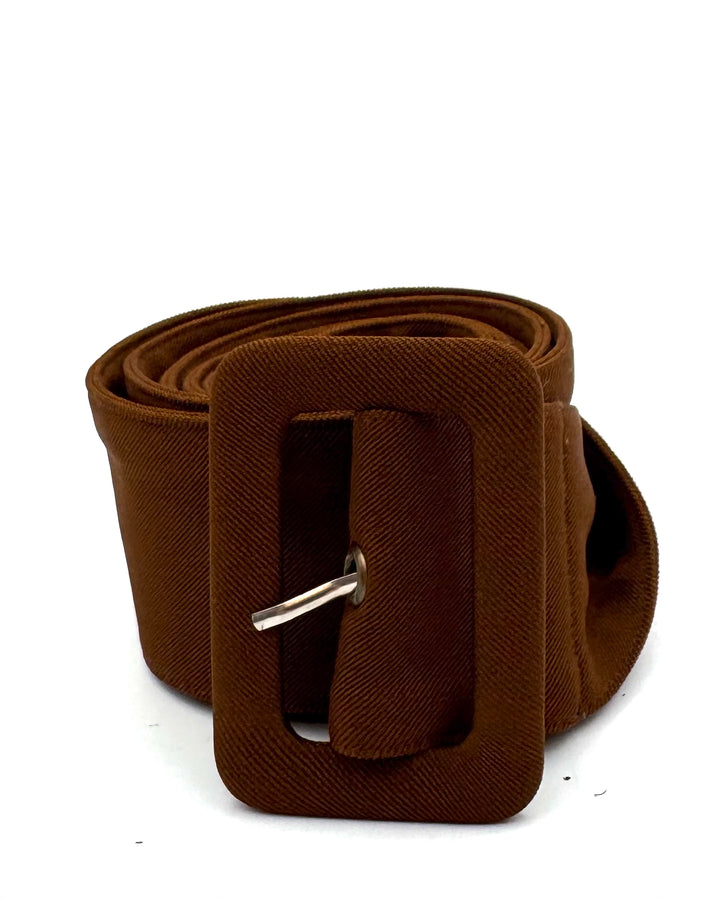Brown Knit Buckle Belt