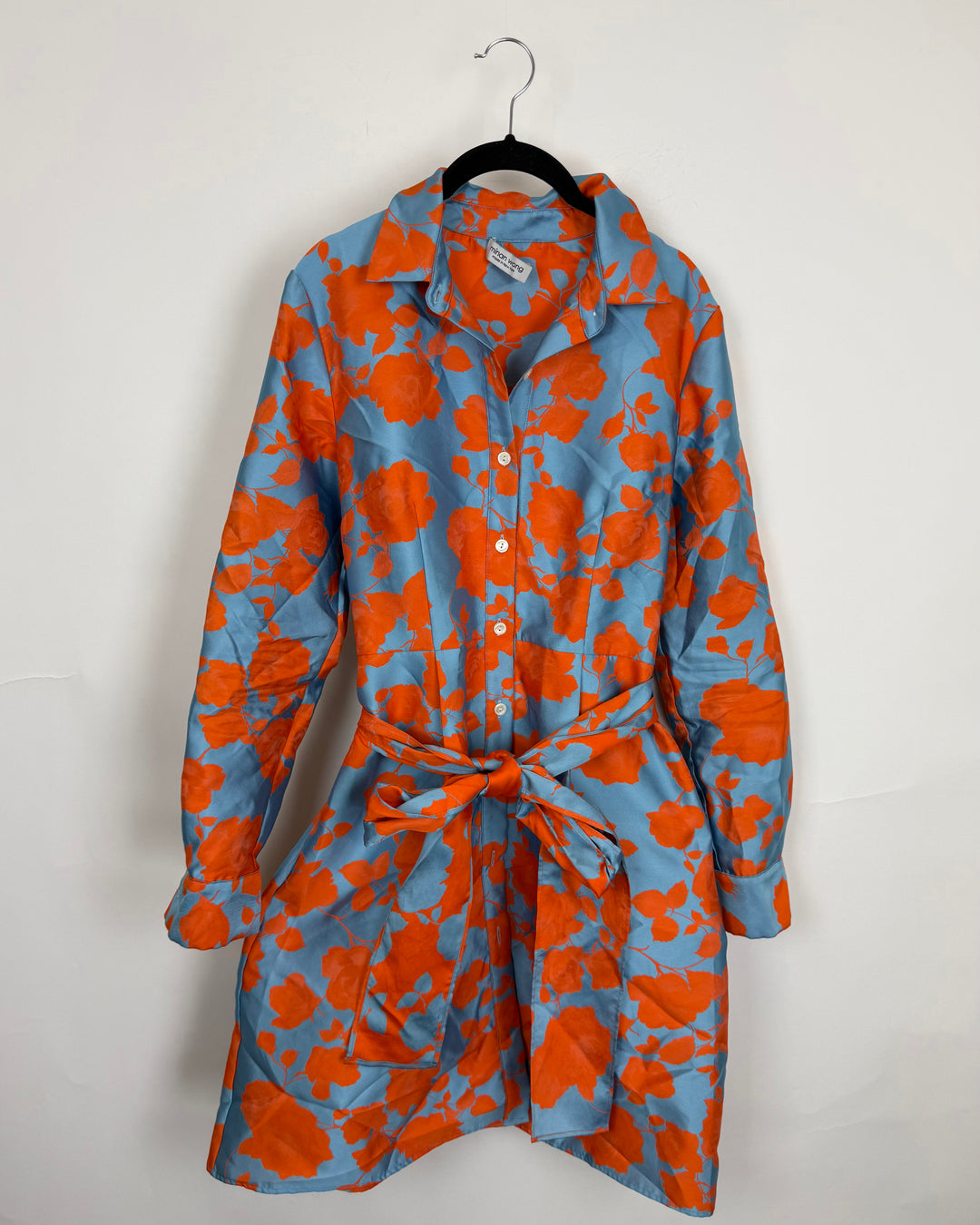 Orange & Blue Shirt Dress - Size 2/4