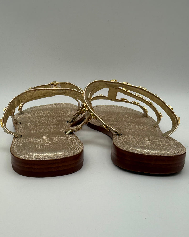 Metallic Gold Leather Sandals - Size 6.5