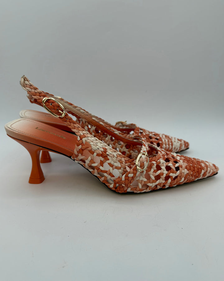 Orange Leather Slingback Heel - Size 6.5