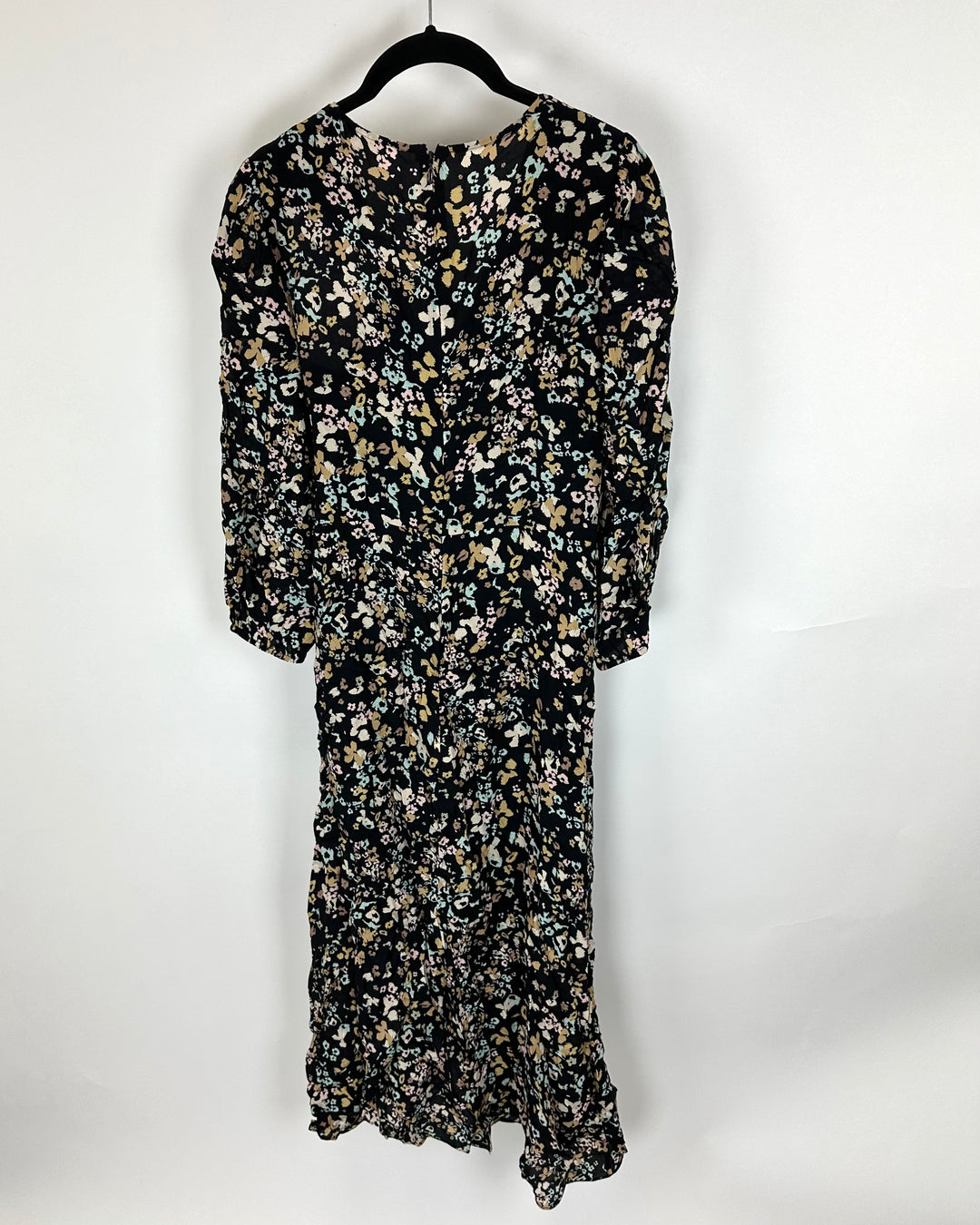 Black Leopard Print Cropped Sleeve Dress - Size 4
