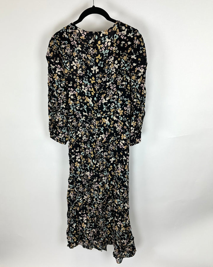 Black Leopard Print Cropped Sleeve Dress - Size 4