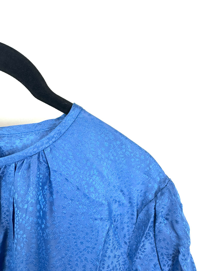 Blue Pattern Asymmetrical Ruffle Dress - Size 4/6