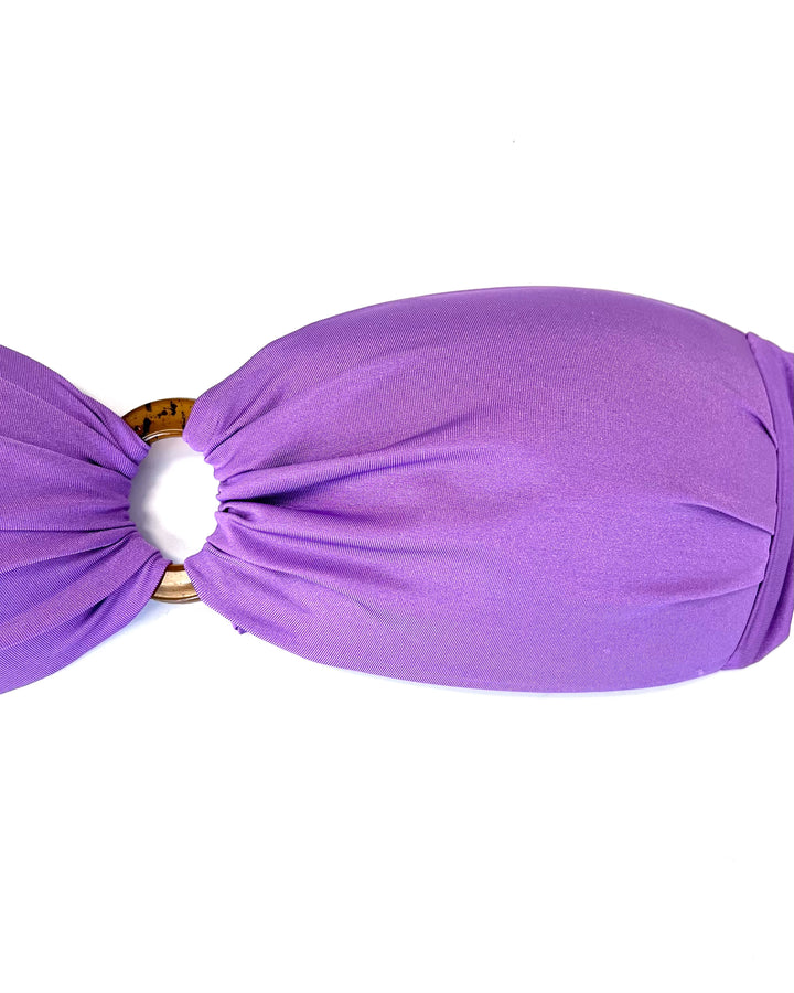 Bright Purple Ring Bandeau Bikini Top - Small