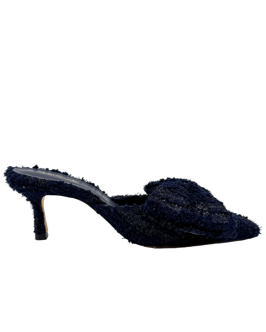 Dark Blue Tweed Bow Kitten Heels - Size 6.5