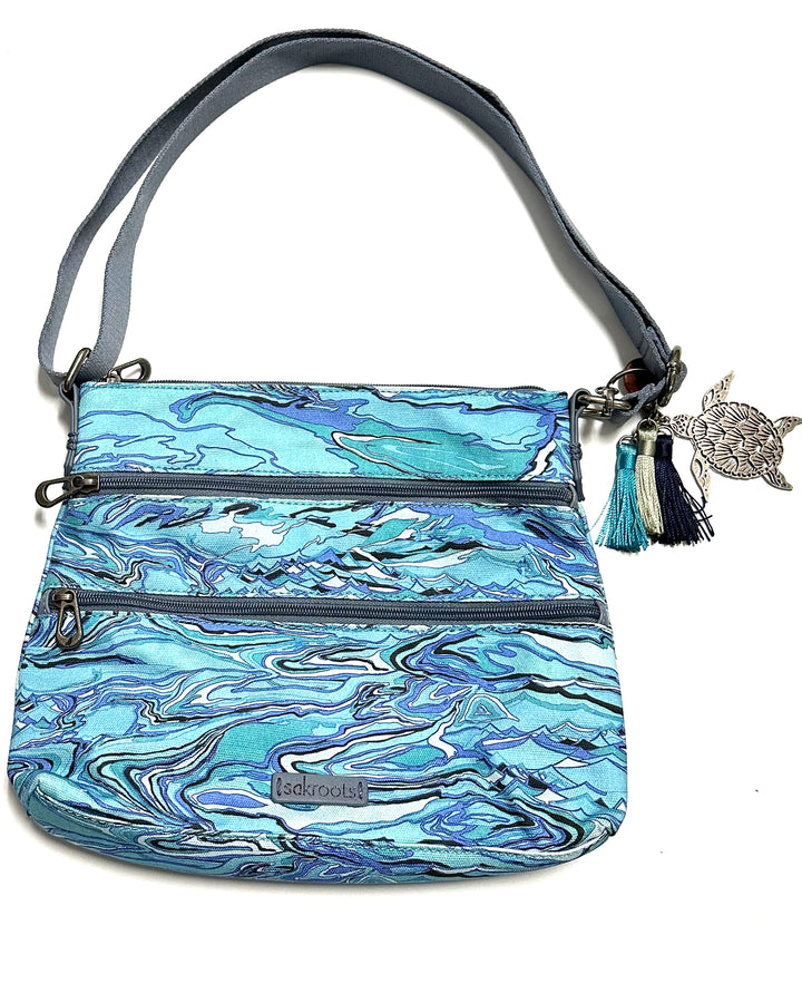 Blue Watercolor Print Crossbody Bag