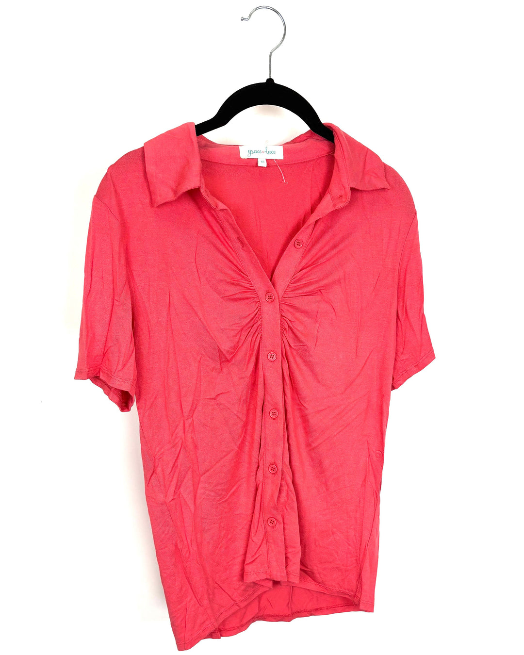 Pink Short Sleeve Button Down - Size 2/4
