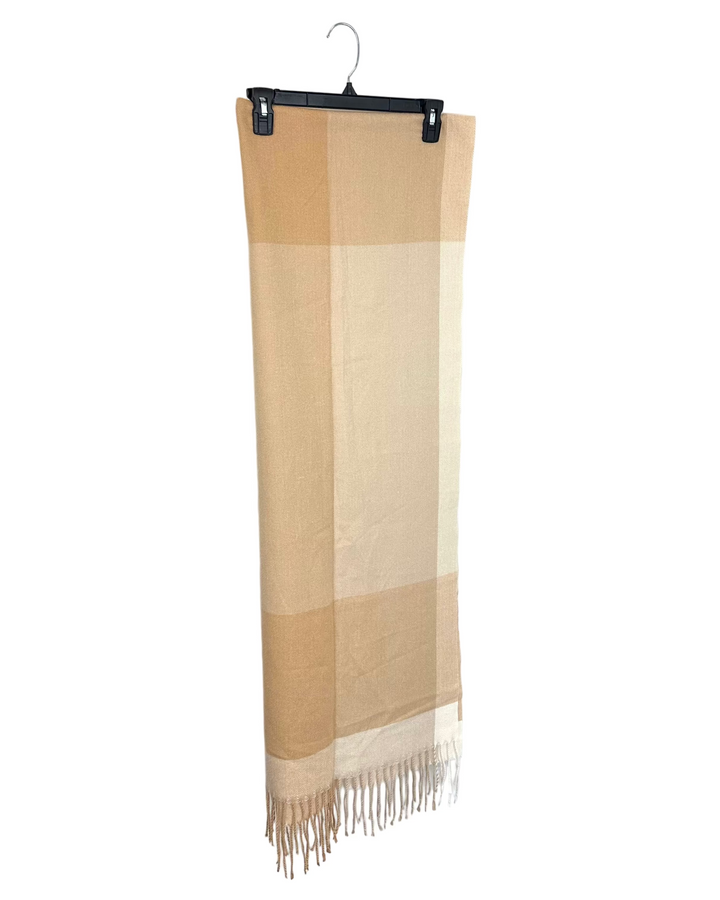 Neutral Brown Plaid Scarf - One Size Fits All