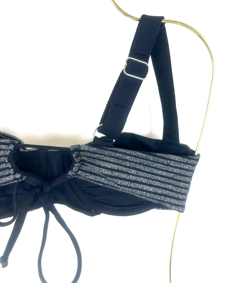 Metallic Black Underwire Bikini Top - XS, M, L, XL, XXL, XXXL