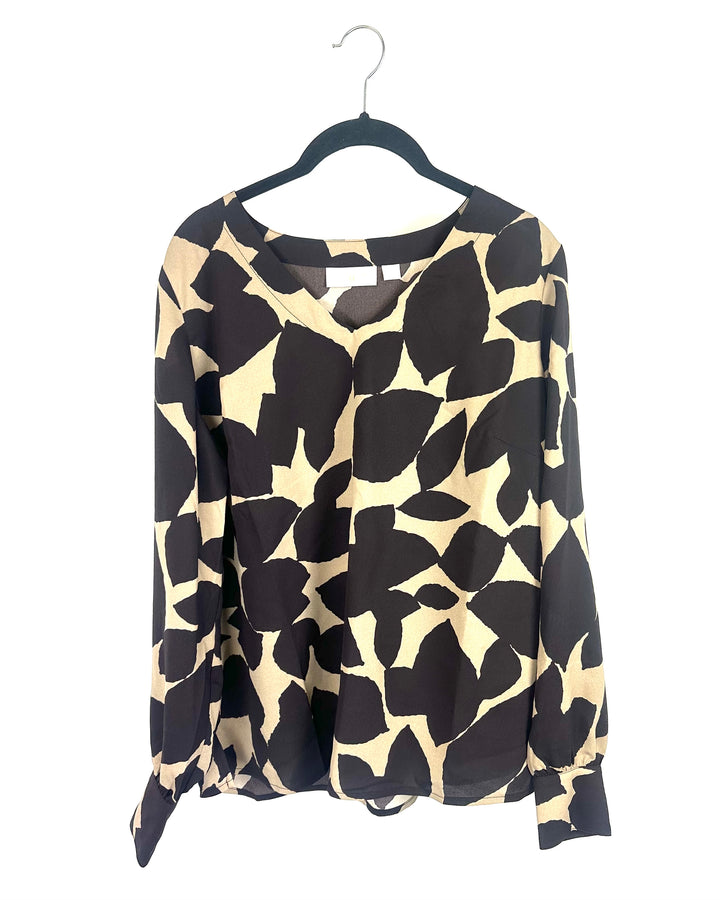 Brown Abstract Long Sleeve Top- Size 6/8