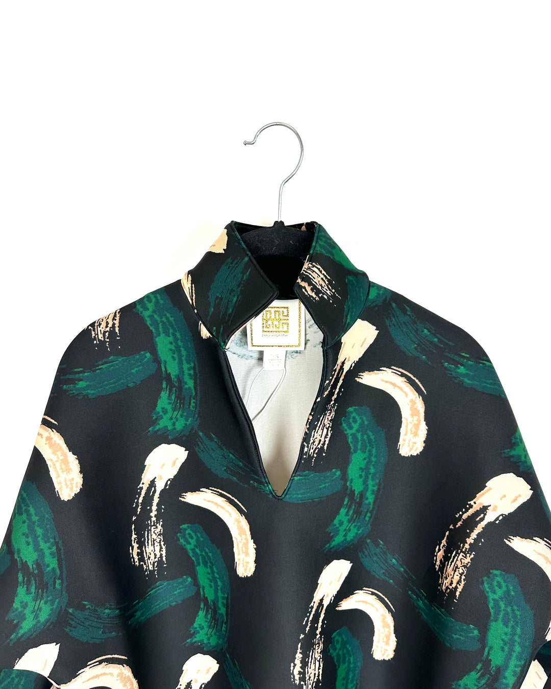 Black and Green Scuba Collar Top - XXS, XS, S