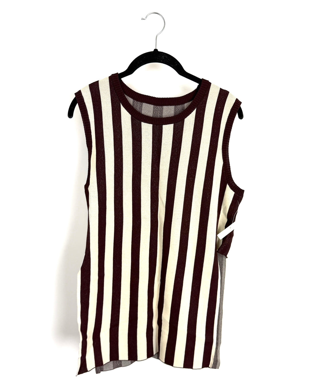 Maroon/White Striped Tank Top - Size 4/6