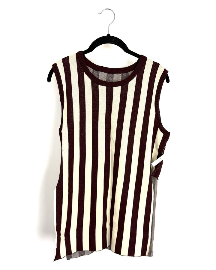 Maroon/White Striped Tank Top - Size 4/6