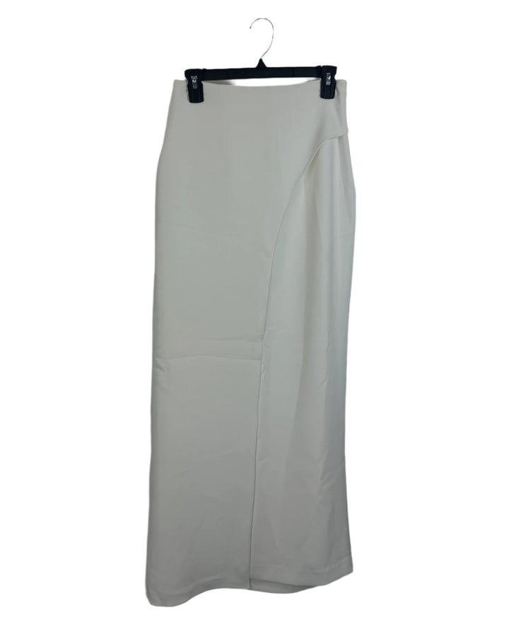 Halston Ivory Asymmetrical Long Skirt - Size 2