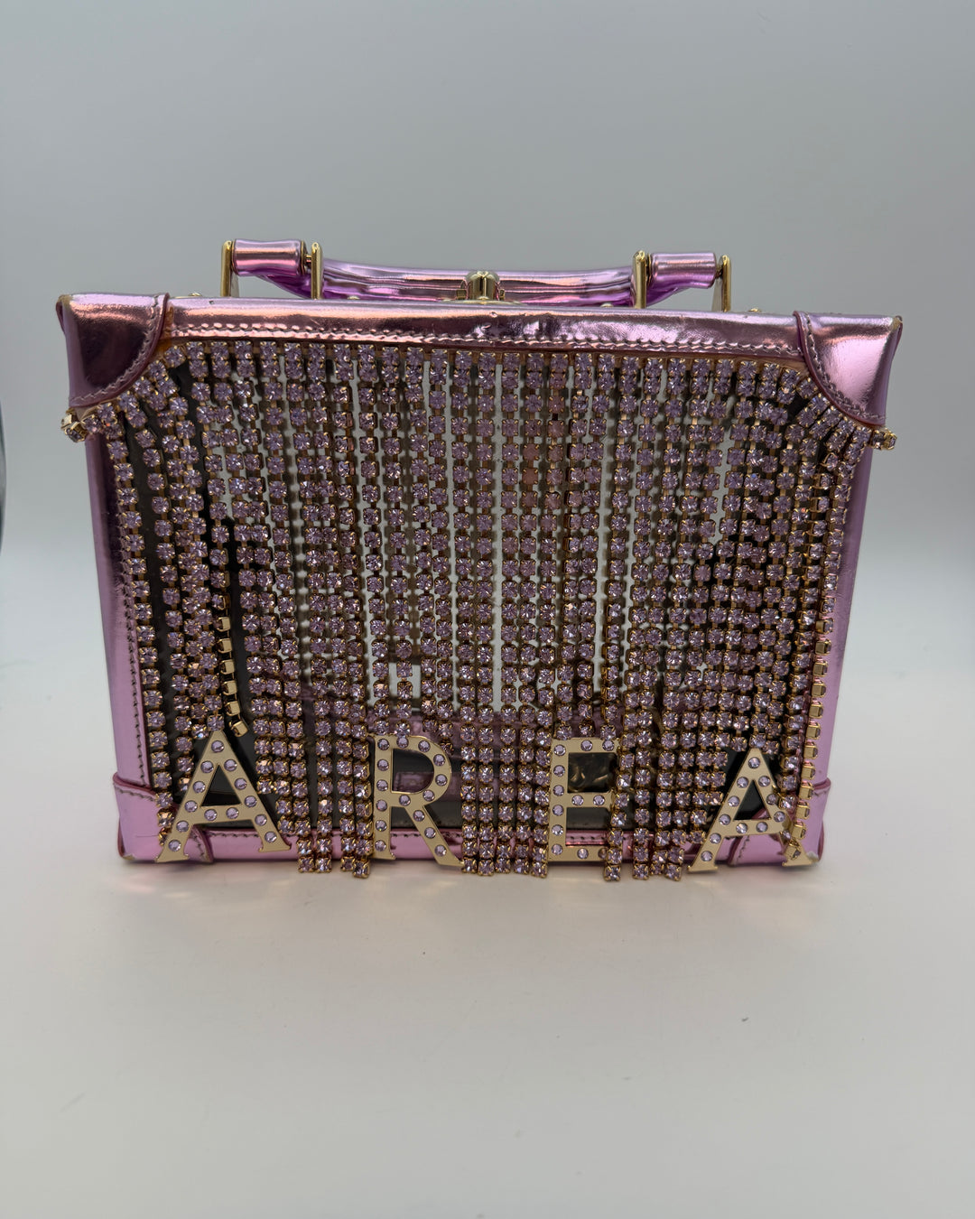 Metallic Pink and Gem Fringe Structured Bag