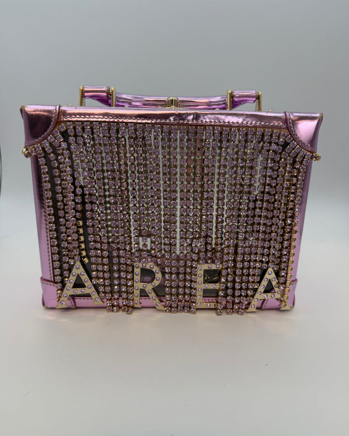Metallic Pink and Gem Fringe Structured Bag