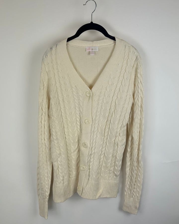 Cream Cable Knit Cardigan - Size 6/8