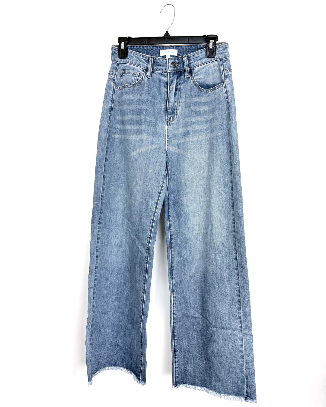 Medium Stone-Wash Indigo Wide-Leg Jeans - Size 4