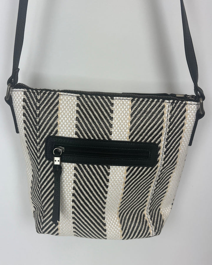 Black, White, and Tan Crossbody Bag