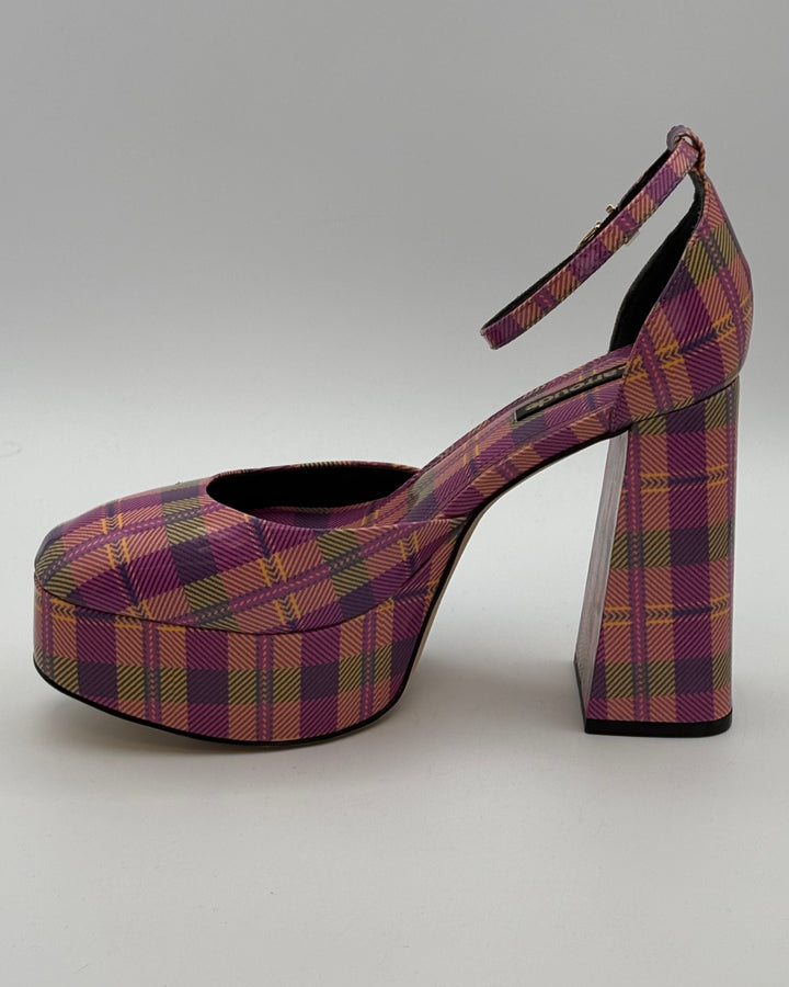 Purple Plaid Platform Heels - Size 7 and 7.5