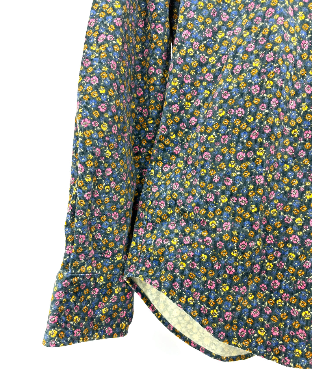 Mens Dark Teal Floral Button Up Shirt - Medium
